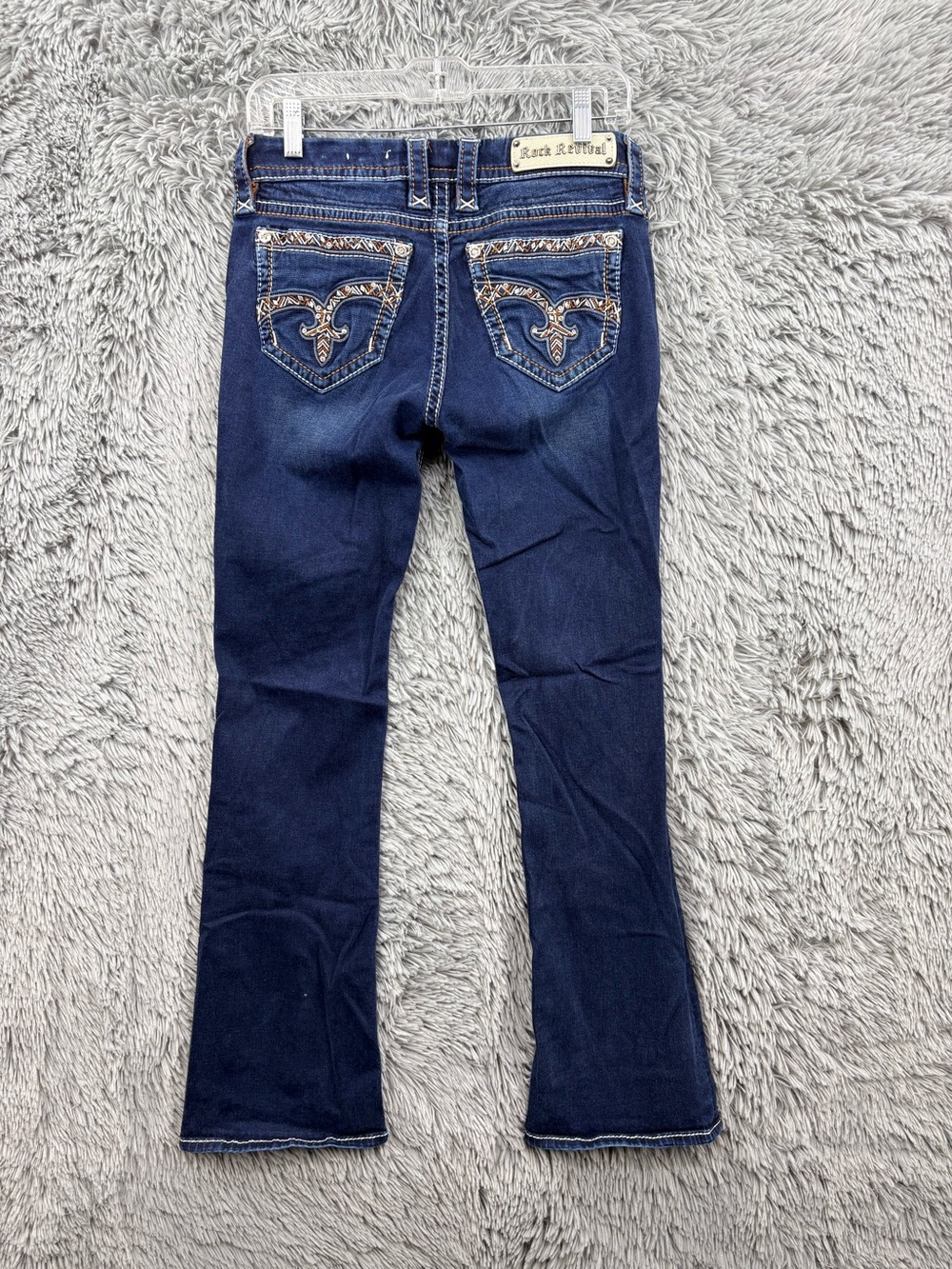 Rock Revival Jeans Womens 28 Jazlyn Mid Rise Bootcut Blue Southwestern Aztec